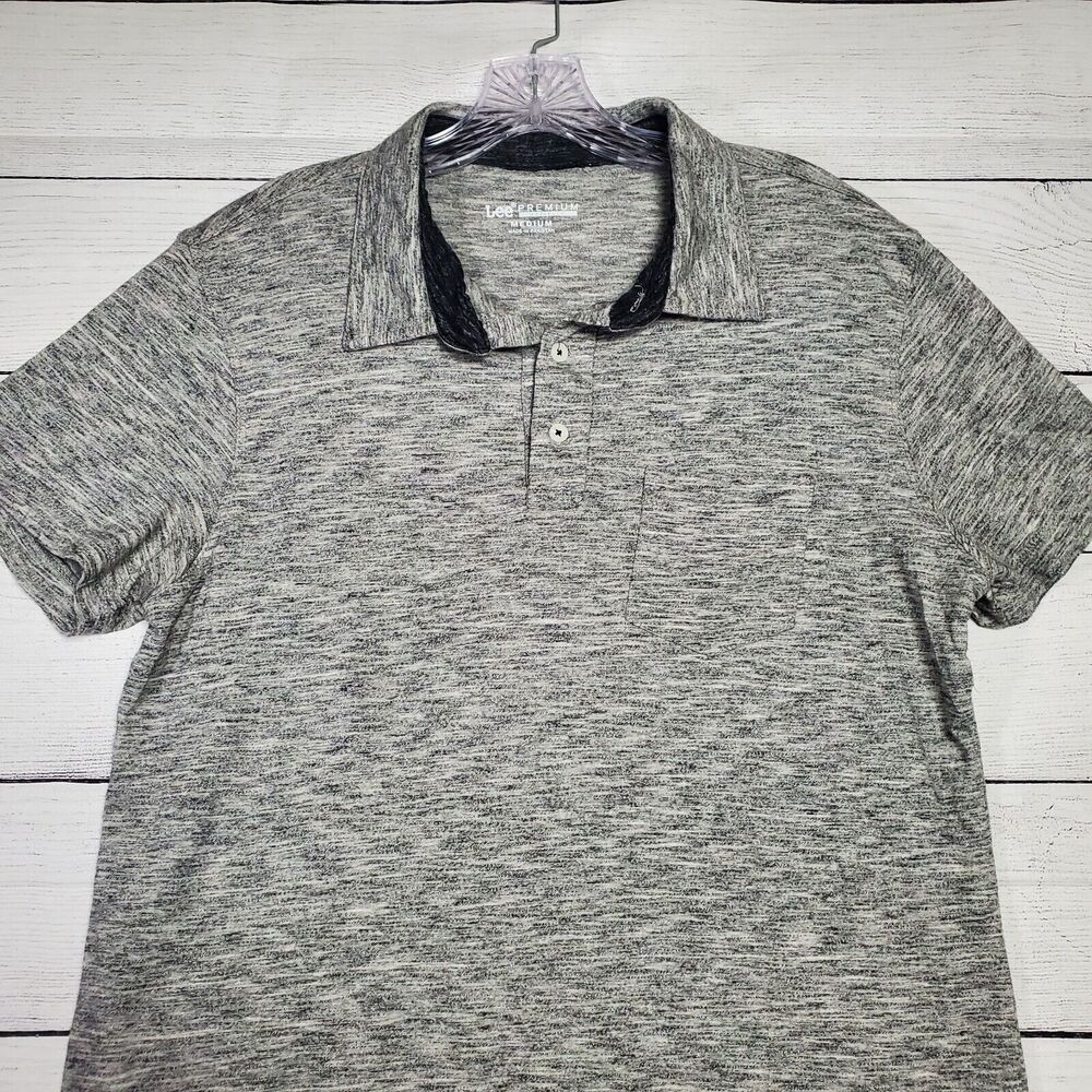 Lee Premium Heather Gray Polo Shirt Mens Medium